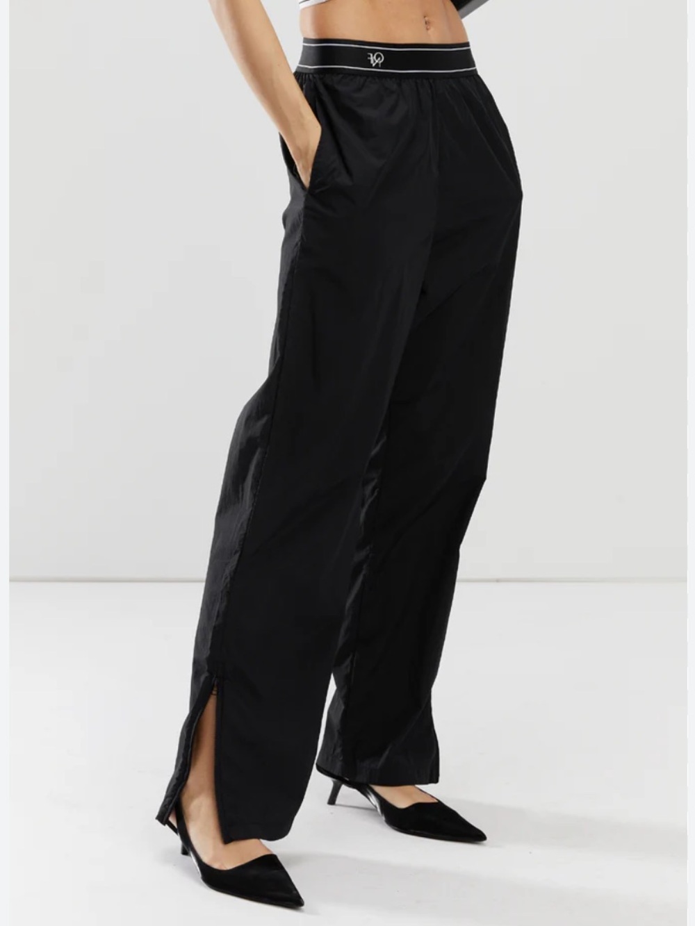 OAK + FORT Black Side-Slit Track Pants